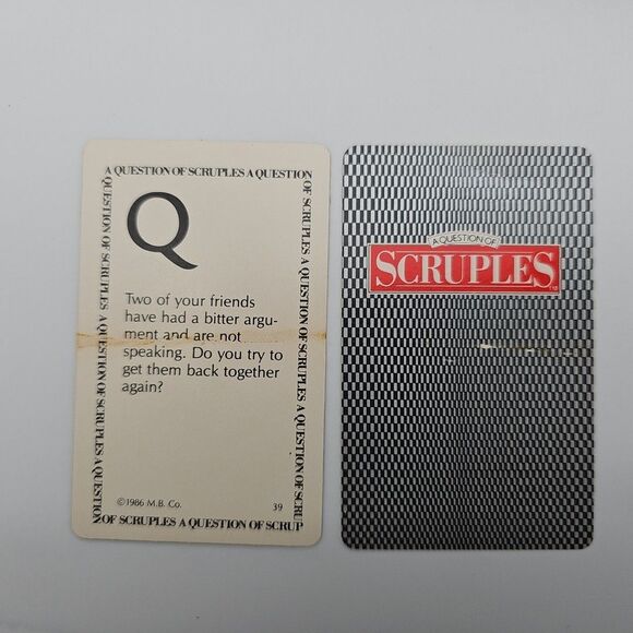 VTG A Question Of Scruples Card Game 4619 1986 Milton Bradley - Missing 1 Card - Picture 4 of 13
